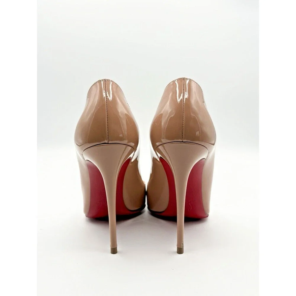 Christian Louboutin Hot Chick 100 Nude Patent Leather Stiletto Heels Size EU 37